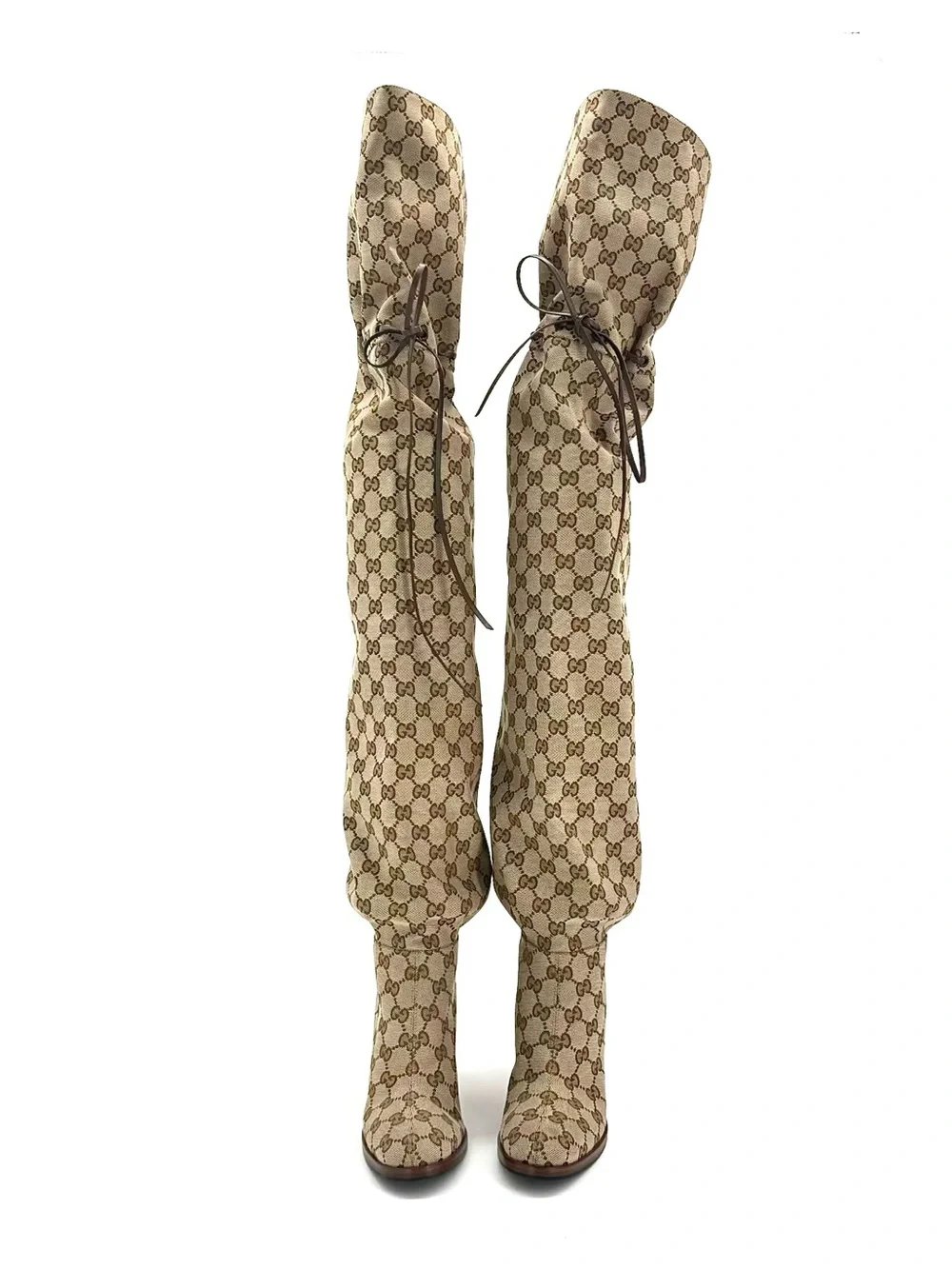 Gucci Lisa GG Monogram Slouch Thigh High Pull On Boots 36